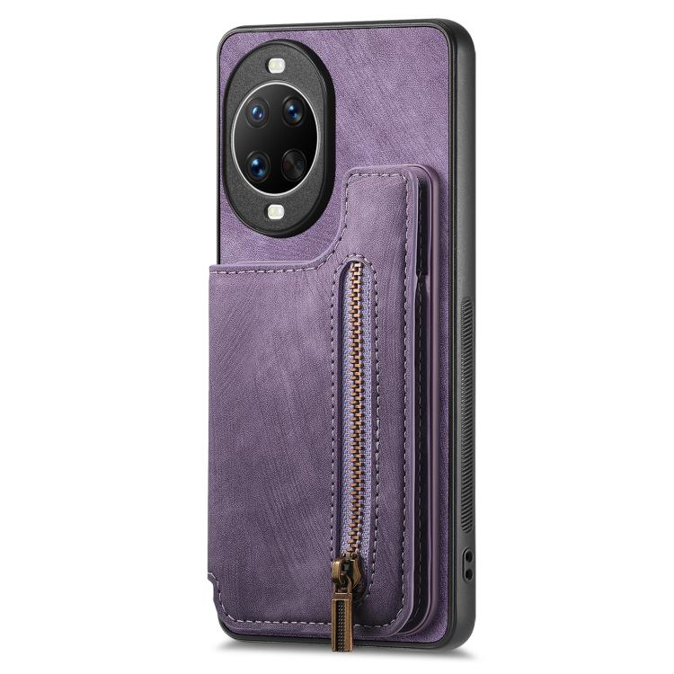 For Huawei nova 14 Retro Leather Zipper Wallet Back Phone Case