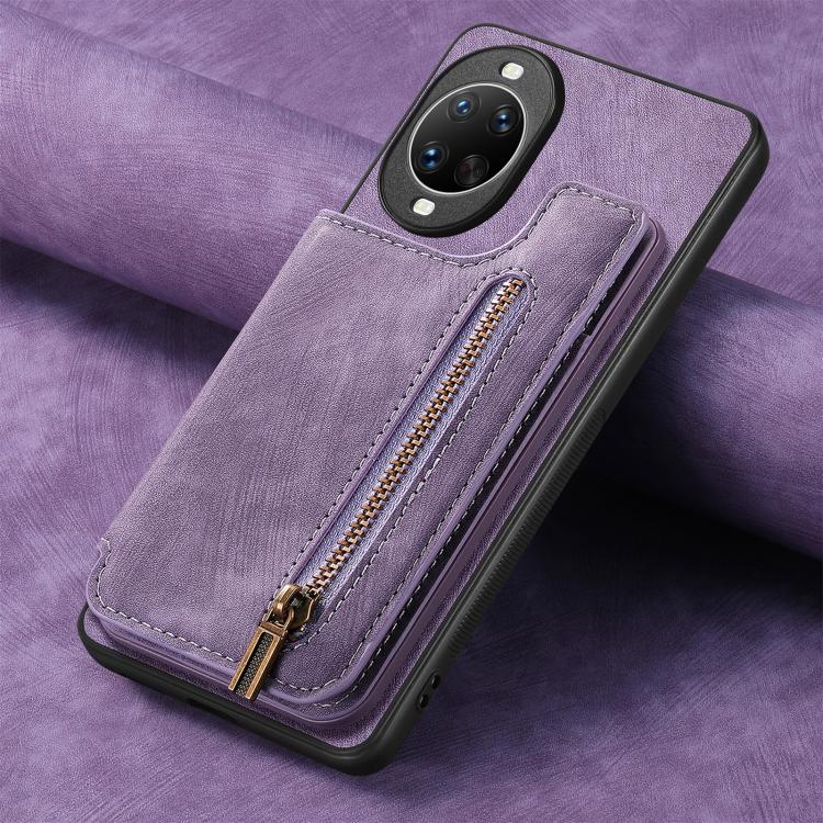 For Huawei nova 14 Retro Leather Zipper Wallet Back Phone Case