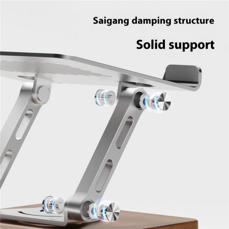 J27 Desktop Foldable Rotating Wooden Base Tablets Laptops Metal Cooling Holder