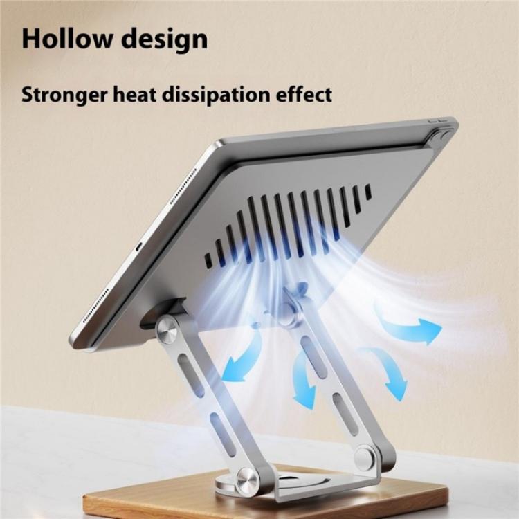 J27 Desktop Foldable Rotating Wooden Base Tablets Laptops Metal Cooling Holder