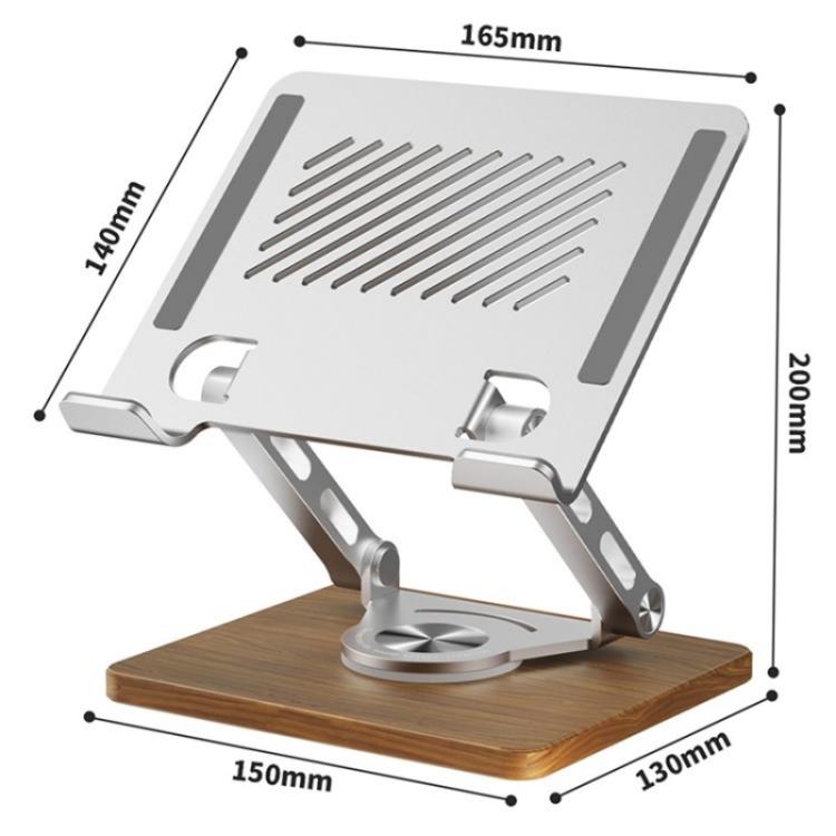 J27 Desktop Foldable Rotating Wooden Base Tablets Laptops Metal Cooling Holder