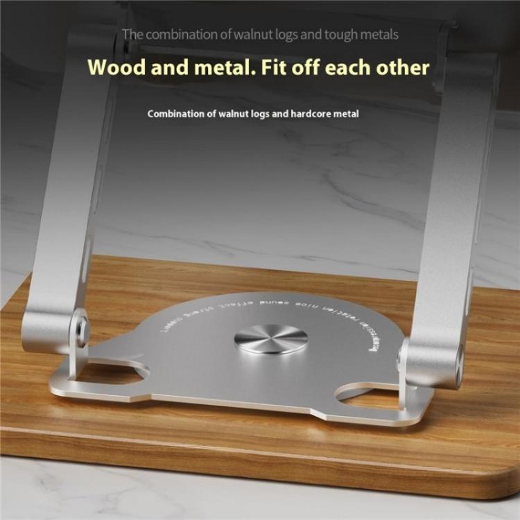 J31 Foldable 360-Degree Rotating Laptop Metal Wood Cooling Stand