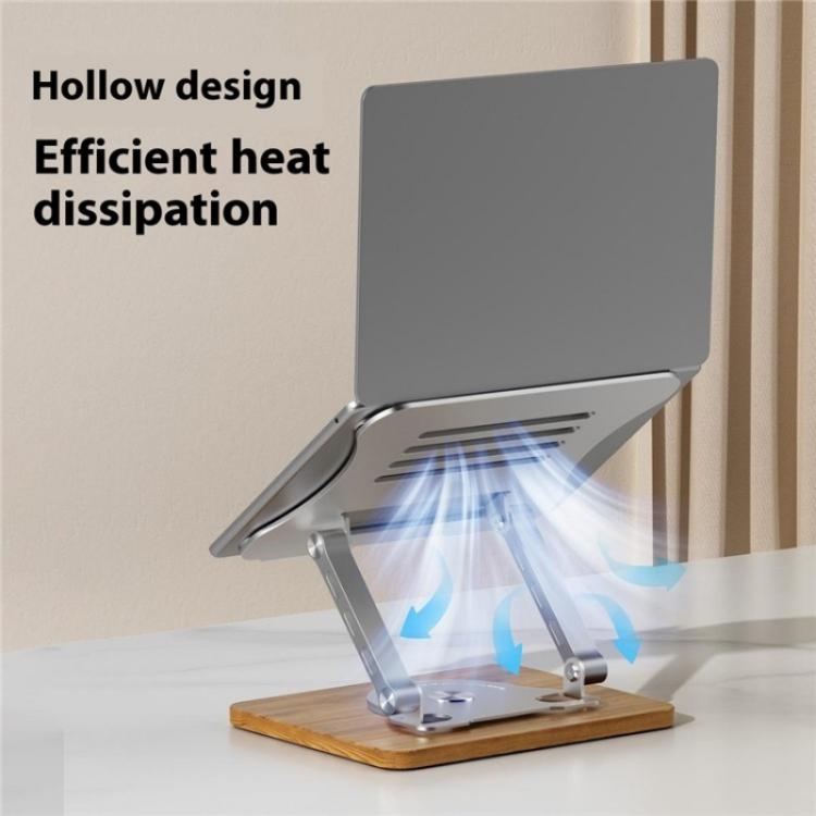 J31 Foldable 360-Degree Rotating Laptop Metal Wood Cooling Stand