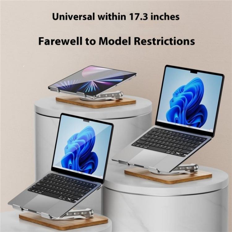 J31 Foldable 360-Degree Rotating Laptop Metal Wood Cooling Stand