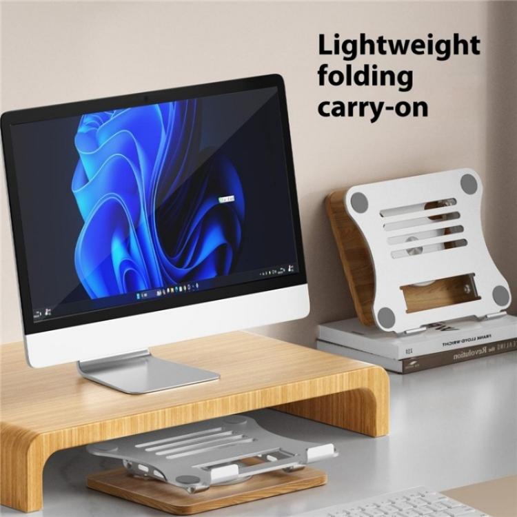 J31 Foldable 360-Degree Rotating Laptop Metal Wood Cooling Stand