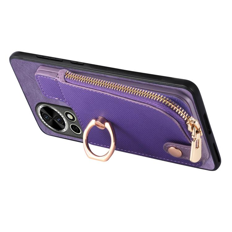 For Huawei nova 13 Pro Cross Leather Ring Vertical Zipper Wallet Back Phone Case