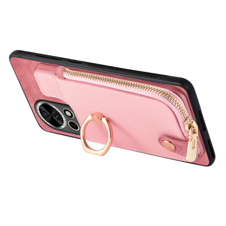 For Huawei nova 10 Cross Leather Ring Vertical Zipper Wallet Back Phone Case