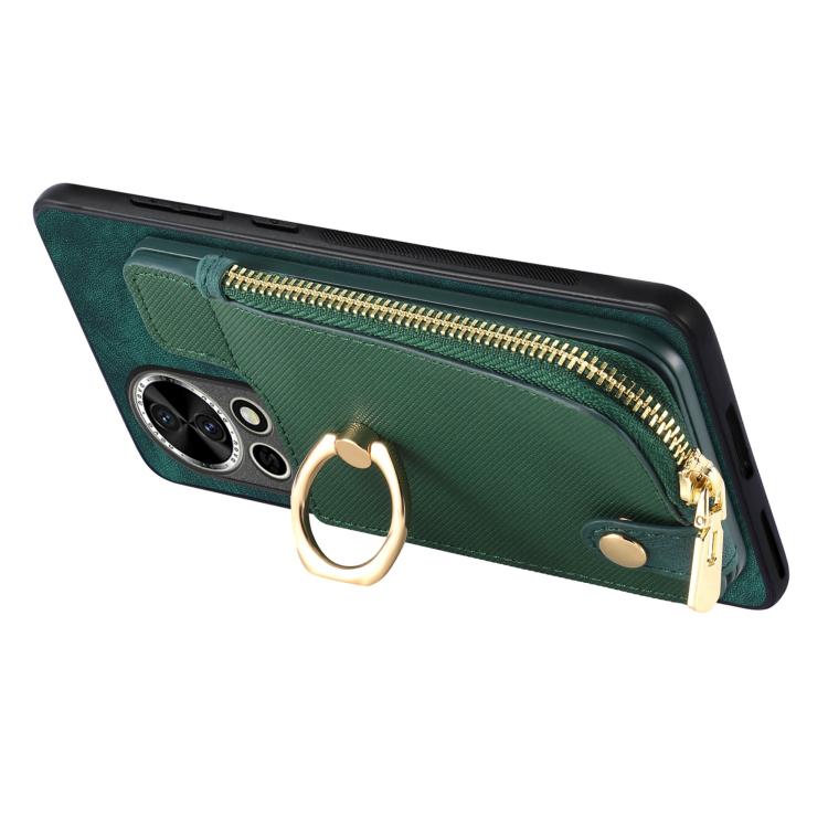 For Huawei nova 9 Cross Leather Ring Vertical Zipper Wallet Back Phone Case