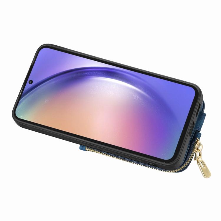 For Huawei nova Y70 / Y70+ Cross Leather Ring Vertical Zipper Wallet Back Phone Case