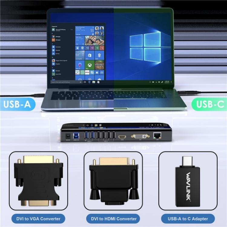 WAVLINK UG49DK1 For Windows Mac Android 13 In 1 USB-C Hub Dual Display Docking Station, Plug:AU Plug