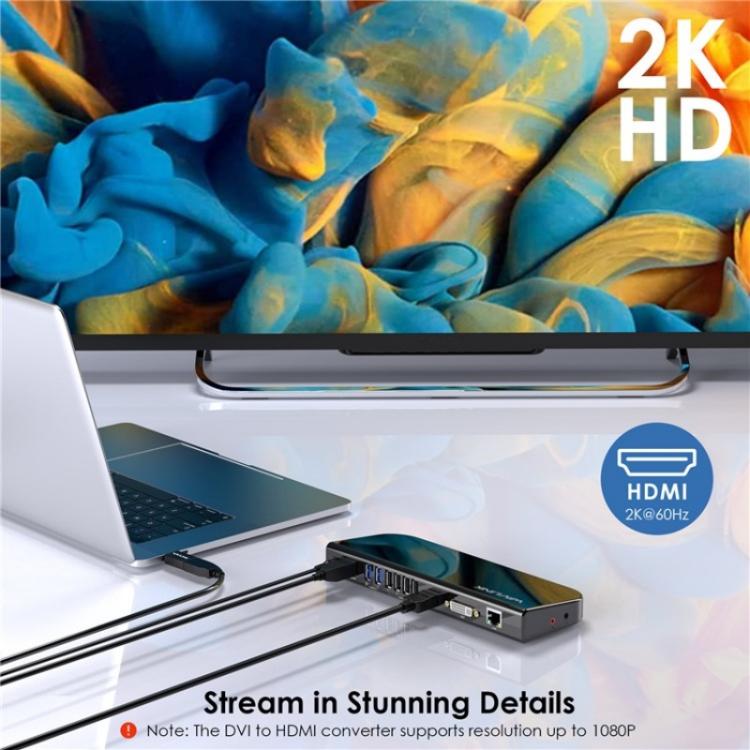 WAVLINK UG49DK1 For Windows Mac Android 13 In 1 USB-C Hub Dual Display Docking Station, Plug:UK Plug