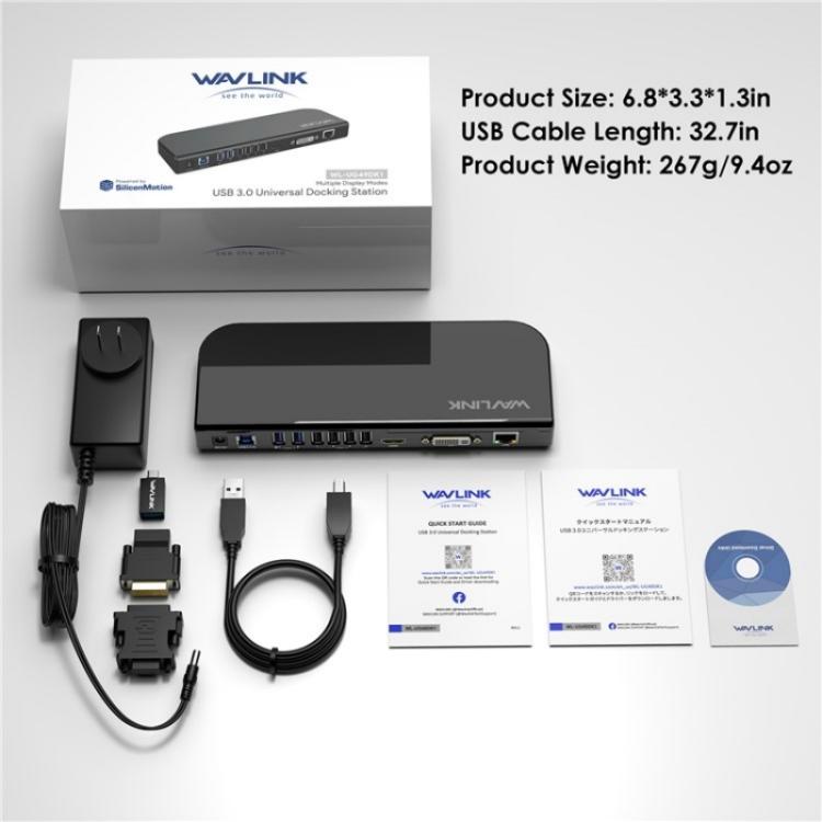 WAVLINK UG49DK1 For Windows Mac Android 13 In 1 USB-C Hub Dual Display Docking Station, Plug:EU Plug