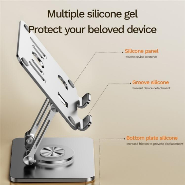 J58 Dual Rod Support Alloy Steel Foldable Rotating Tablet Holder