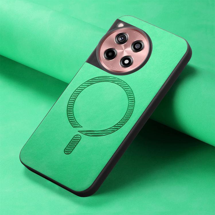 For OnePlus Ace 3 / 12R 5G Solid Color Retro Magsafe PU Back Cover Phone Case