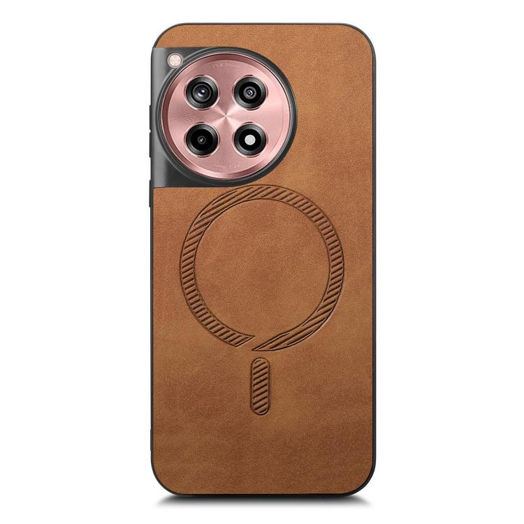 For OnePlus Ace 3 / 12R 5G Solid Color Retro Magsafe PU Back Cover Phone Case