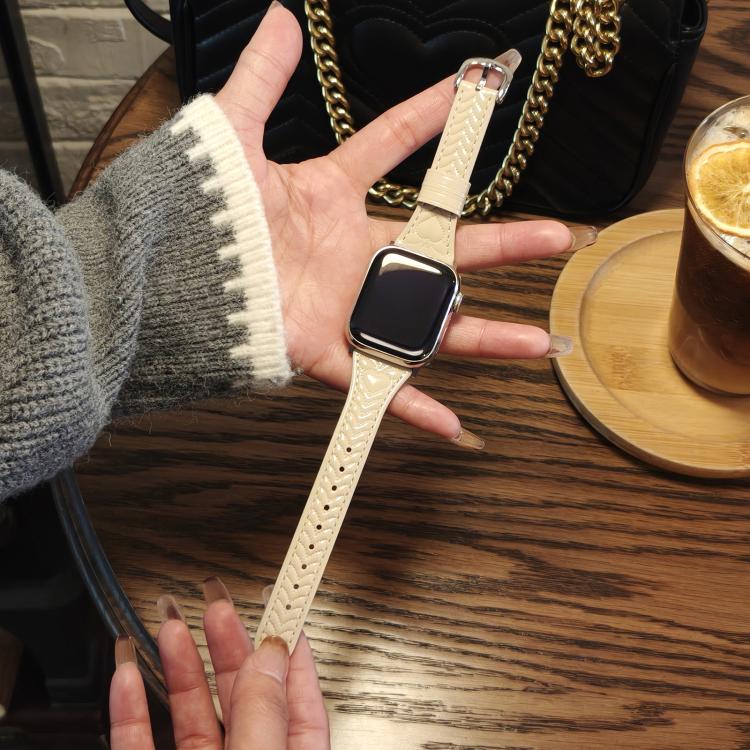 For Apple Watch 46mm / 49mm / 45mm / 44mm Heart-Shaped Embossed Leather Watch Band