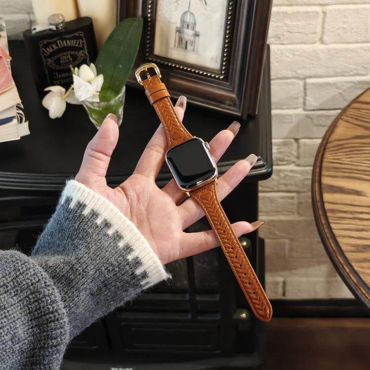 For Apple Watch 46mm / 49mm / 45mm / 44mm Heart-Shaped Embossed Leather Watch Band