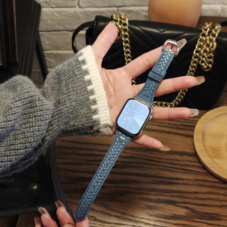 For Apple Watch 42mm / 41mm / 40mm / 38mm Heart-Shaped Embossed Leather Watch Band