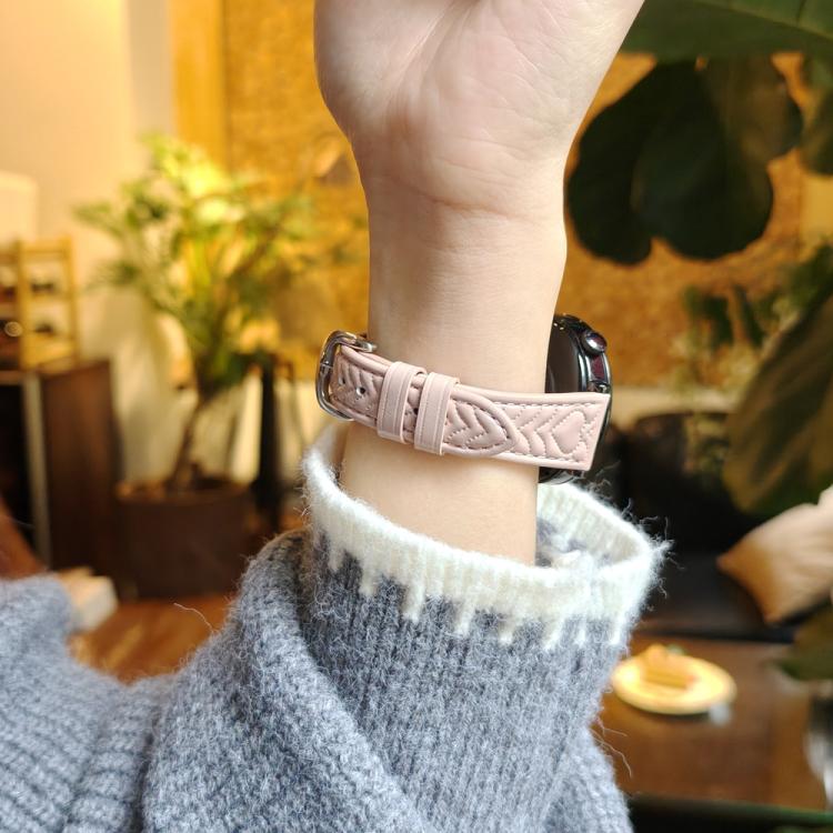 For  Amazfit Active 20mm Heart-Shaped Embossed Leather Watch Band