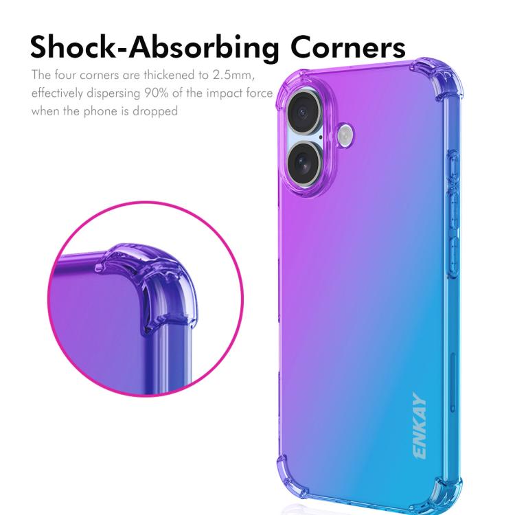 For iPhone 16 Plus ENKAY Hat-Prince Gradient Airbag TPU Phone Case