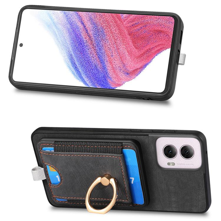 For Motorola Moto G Power 2024 5G Retro Splitable Magnetic Card Bag Leather Phone Case