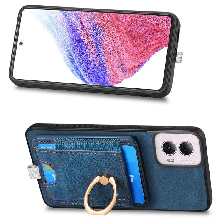 For Motorola Moto G Power 2024 5G Retro Splitable Magnetic Card Bag Leather Phone Case