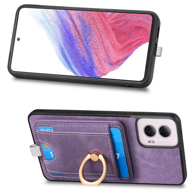 For Motorola Moto G Power 2024 5G Retro Splitable Magnetic Card Bag Leather Phone Case