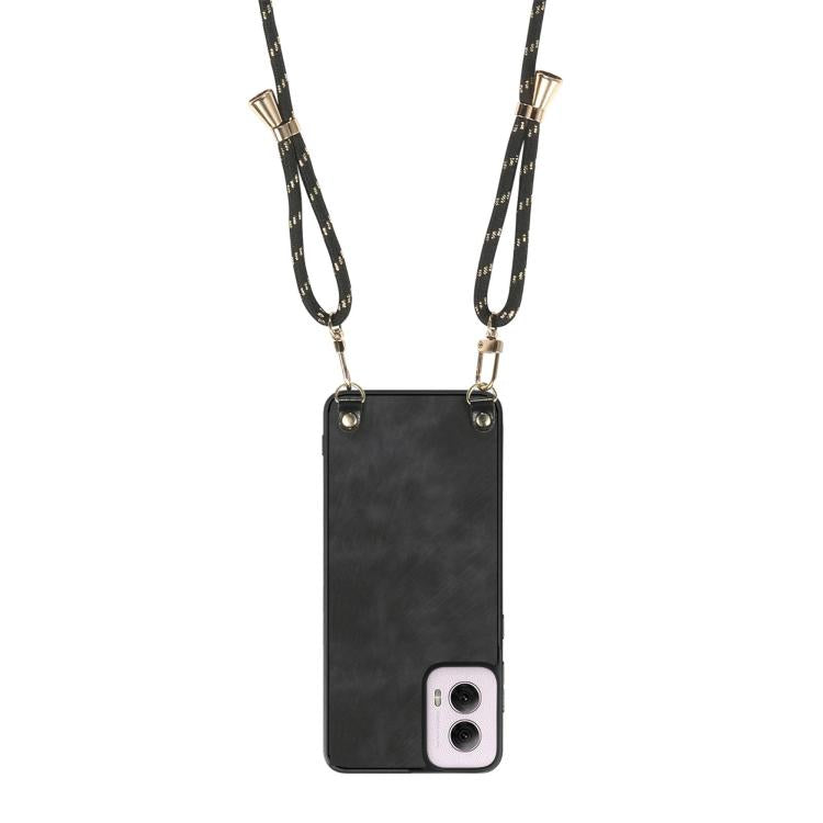 For Motorola Moto G Power 2024 5G Vintage Leather PC Back Cover Phone Case with Crossbody Strap