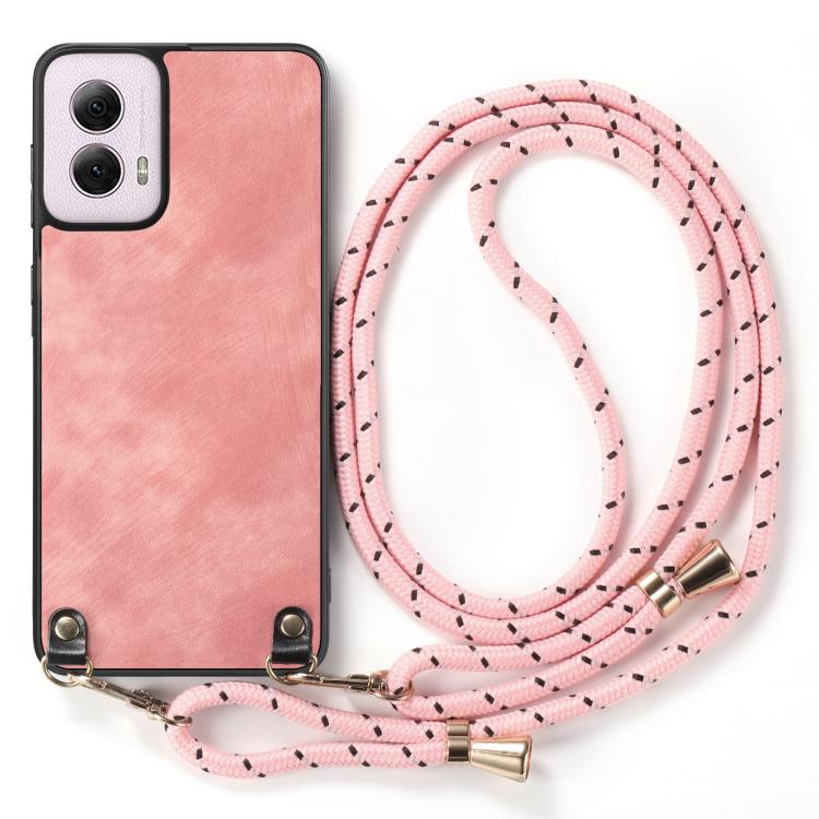 For Motorola Moto G Power 2024 5G Vintage Leather PC Back Cover Phone Case with Crossbody Strap