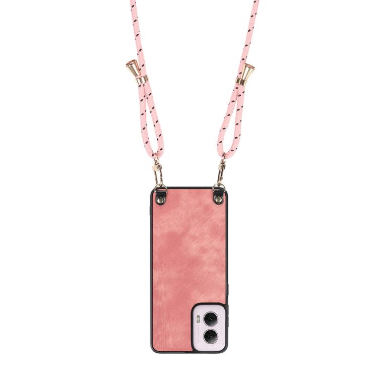 For Motorola Moto G Power 2024 5G Vintage Leather PC Back Cover Phone Case with Crossbody Strap