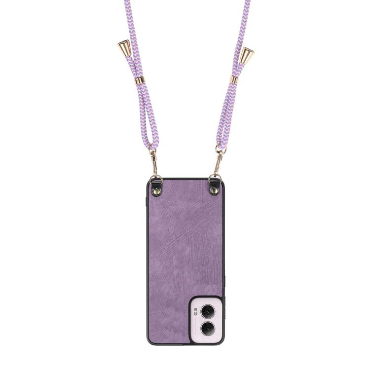 For Motorola Moto G Power 2024 5G Vintage Leather PC Back Cover Phone Case with Crossbody Strap