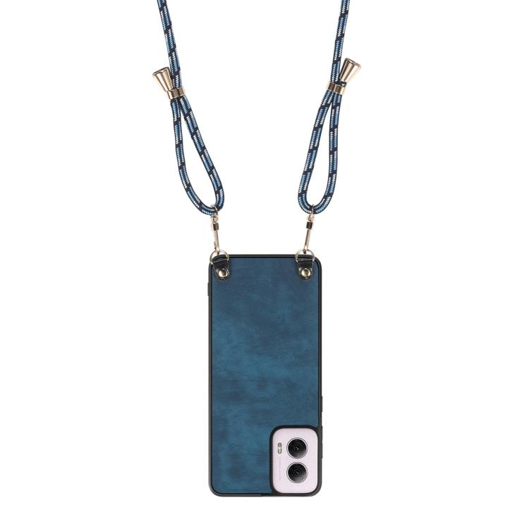 For Motorola Moto G Power 2024 5G Vintage Leather PC Back Cover Phone Case with Crossbody Strap