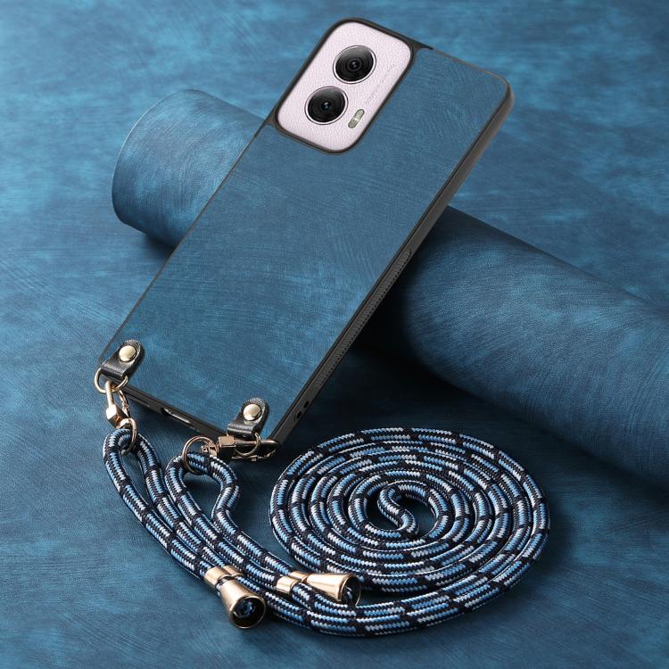 For Motorola Moto G Power 2024 5G Vintage Leather PC Back Cover Phone Case with Crossbody Strap