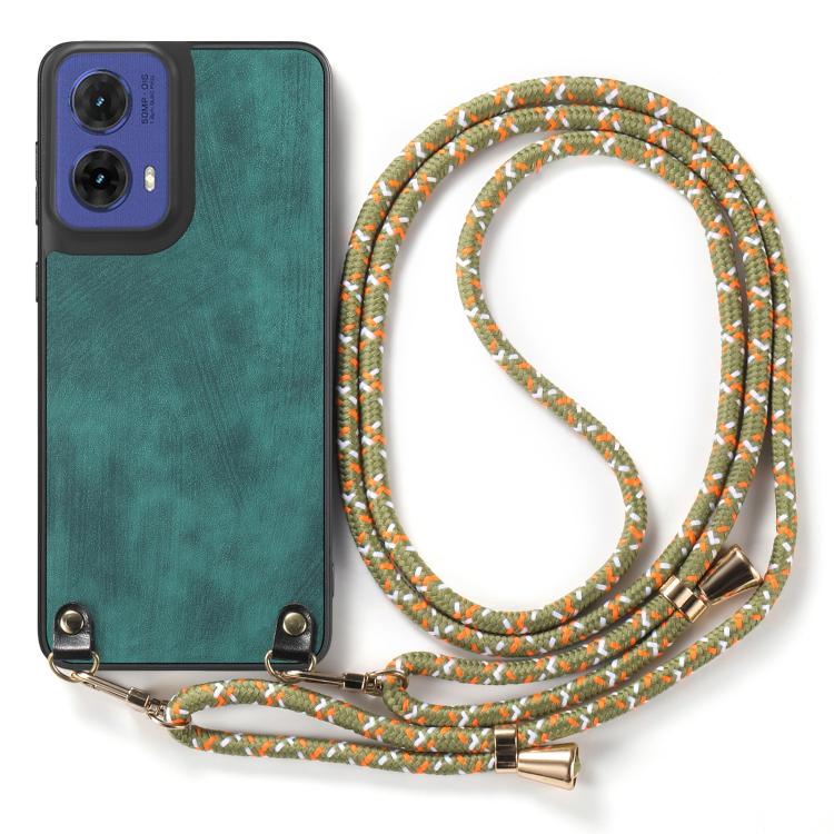 For Motorola Moto G85 Vintage Leather PC Back Cover Phone Case with Crossbody Strap