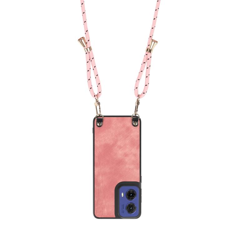 For Motorola Moto G85 Vintage Leather PC Back Cover Phone Case with Crossbody Strap