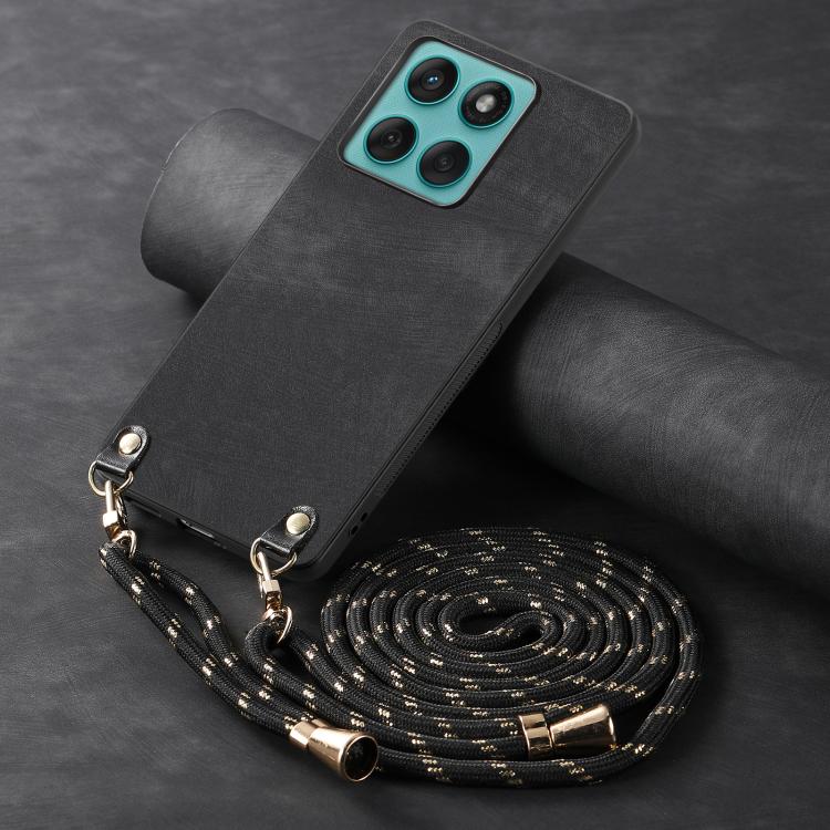 For Motorola Edge 60 Fusion Vintage Leather PC Back Cover Phone Case with Crossbody Strap