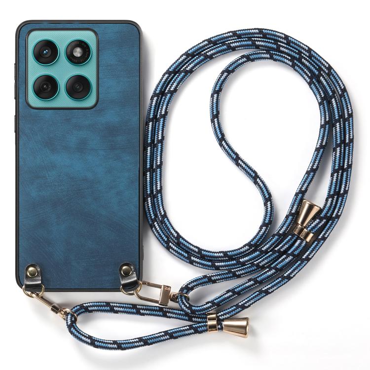 For Motorola Edge 60 Fusion Vintage Leather PC Back Cover Phone Case with Crossbody Strap