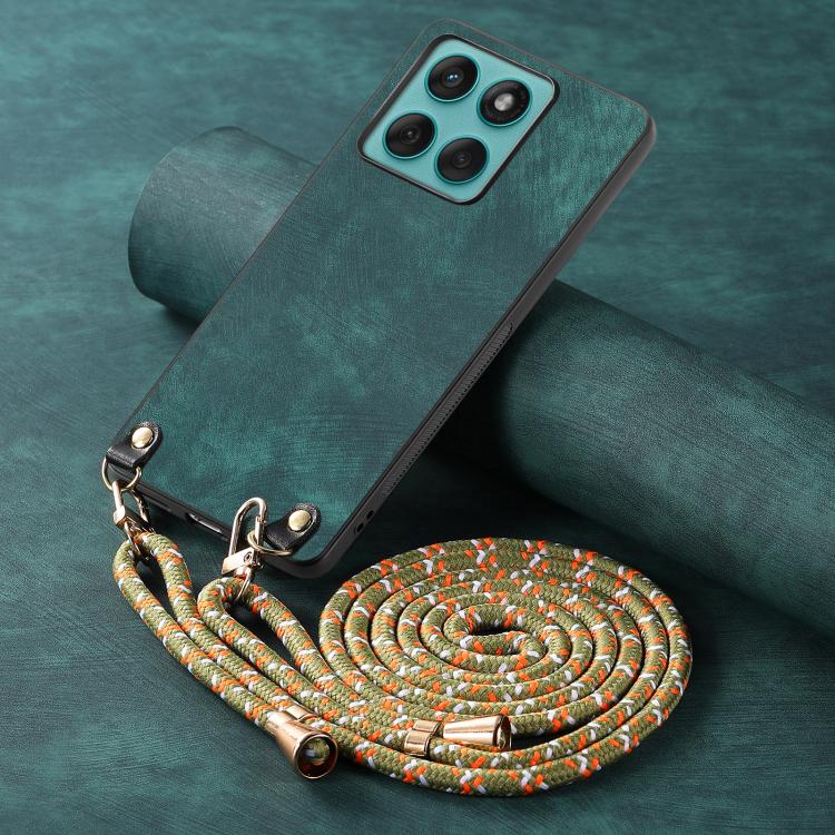 For Motorola Edge 60 / 60s Vintage Leather PC Back Cover Phone Case with Crossbody Strap