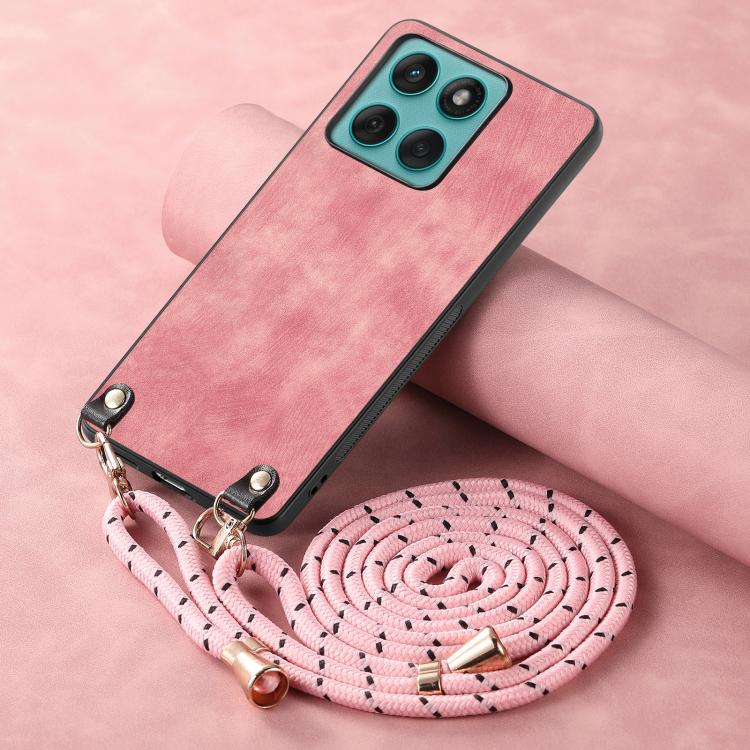 For Motorola Edge 60 / 60s Vintage Leather PC Back Cover Phone Case with Crossbody Strap
