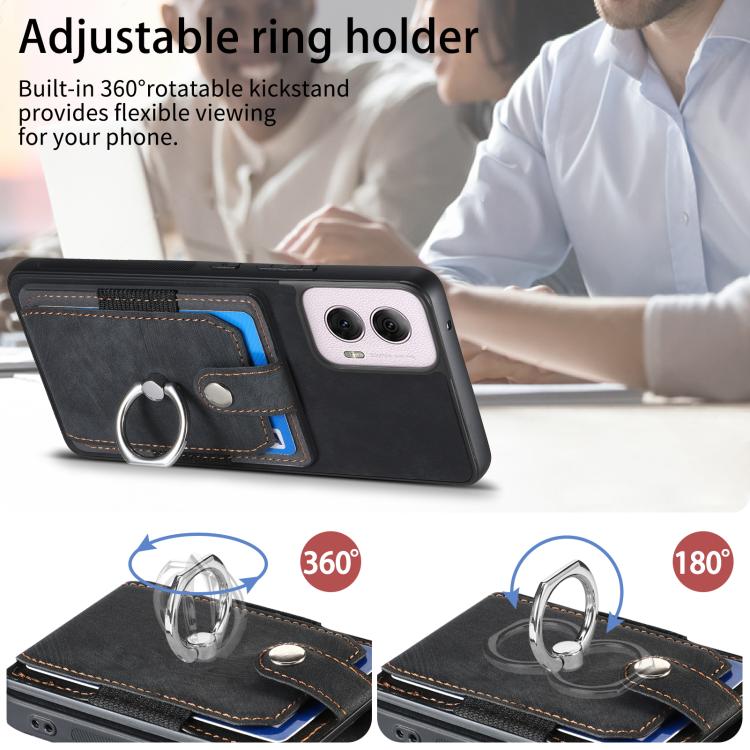 For Motorola Moto G Power 2024 5G Retro Skin-feel Ring Card Wallet Phone Case