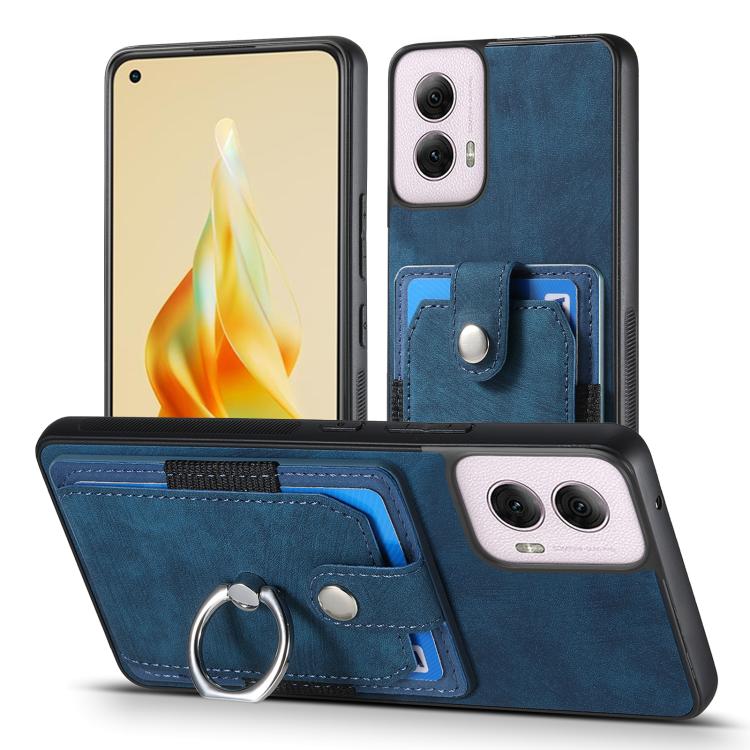 For Motorola Moto G Power 2024 5G Retro Skin-feel Ring Card Wallet Phone Case