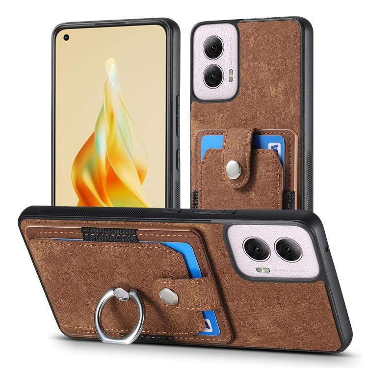 For Motorola Moto G Power 2024 5G Retro Skin-feel Ring Card Wallet Phone Case