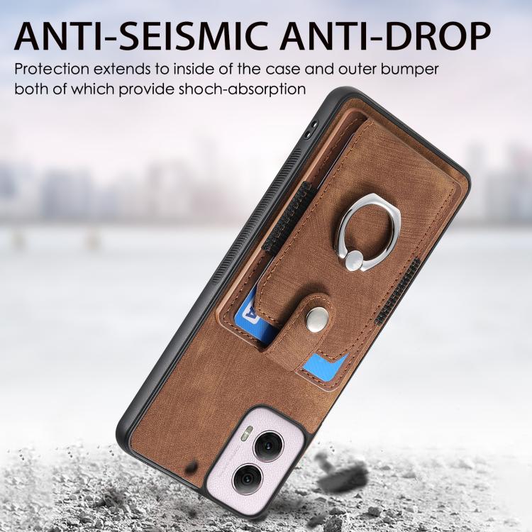 For Motorola Moto G Power 2024 5G Retro Skin-feel Ring Card Wallet Phone Case