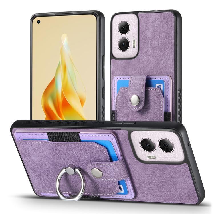 For Motorola Moto G Power 2024 5G Retro Skin-feel Ring Card Wallet Phone Case