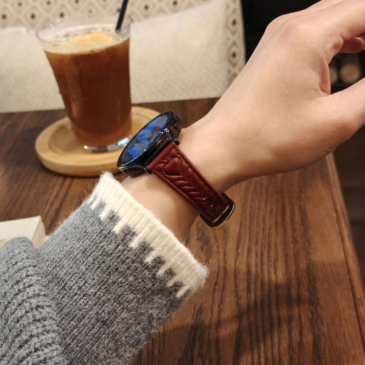 For Xiaomi Watch S4 Heart-Shaped Embossed 22mm Leather Watch Band