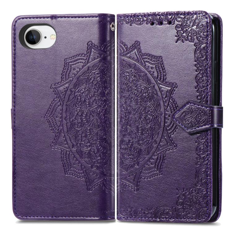 For iPhone 17e / 16e Mandala Flower Embossed Leather Phone Case