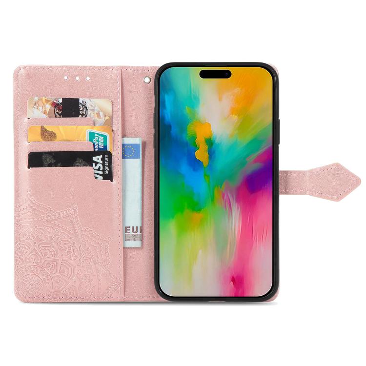 For iPhone 17 Mandala Flower Embossed Leather Phone Case