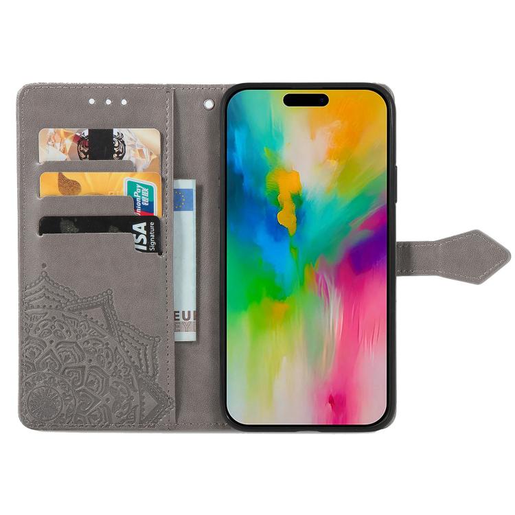 For iPhone 17 Mandala Flower Embossed Leather Phone Case