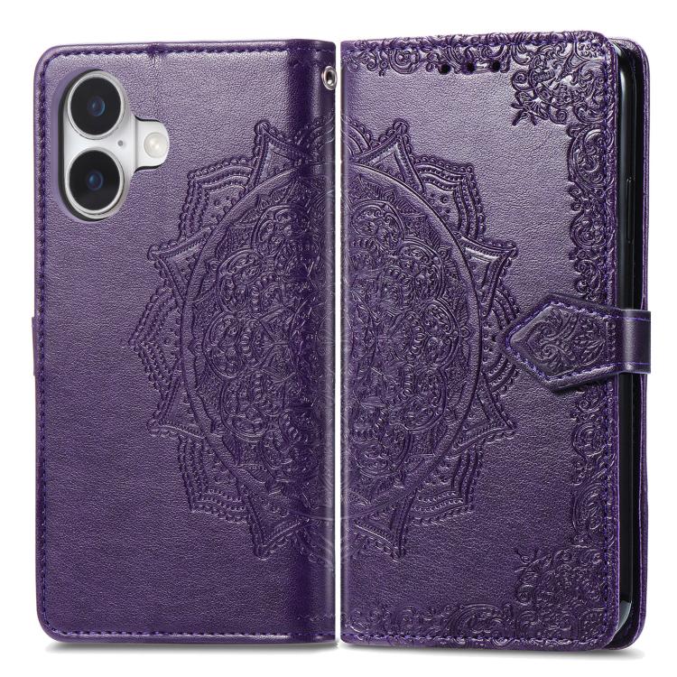 For iPhone 17 Mandala Flower Embossed Leather Phone Case