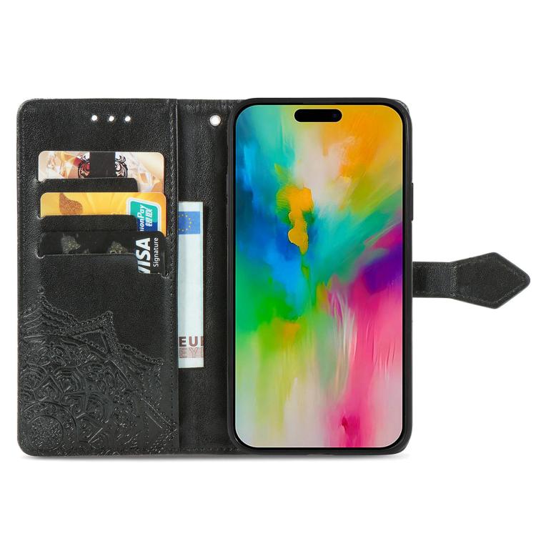For iPhone 17 Mandala Flower Embossed Leather Phone Case